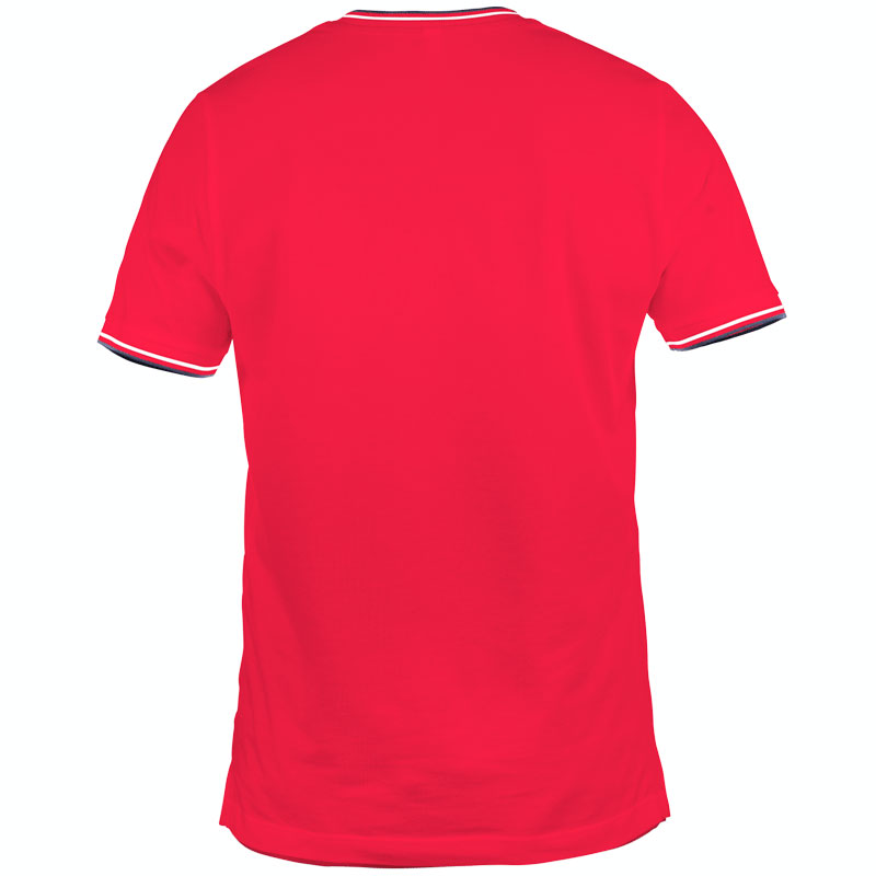 Camiseta Pique Bicolor Cuello Pico Hombre Trasero